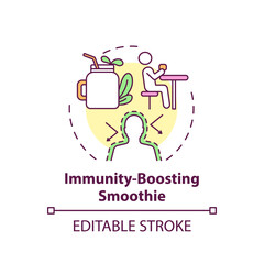 Immunity-boosting smoothie concept icon. Home beauty treatment idea thin line illustration. Nourishing drinks. Strengthening immunity. Vector isolated outline RGB color drawing. Editable stroke