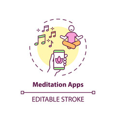 Meditation apps concept icon. Home beauty treatment idea thin line illustration. Training mind and body. Increasing self-awareness. Vector isolated outline RGB color drawing. Editable stroke
