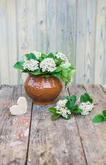 Wooden heart. Vintage Valentine background.
