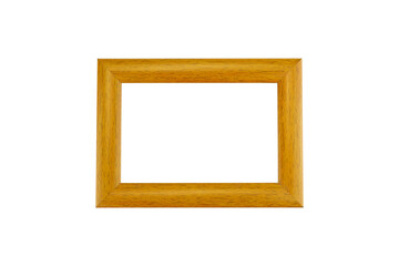 Wooden frame for photos isolated on white background.