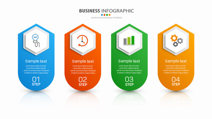 Infographic business design vector  template with 4 options, steps or processes. Can be used for presentations banner, workflow layout, process diagram, flow chart, info graph