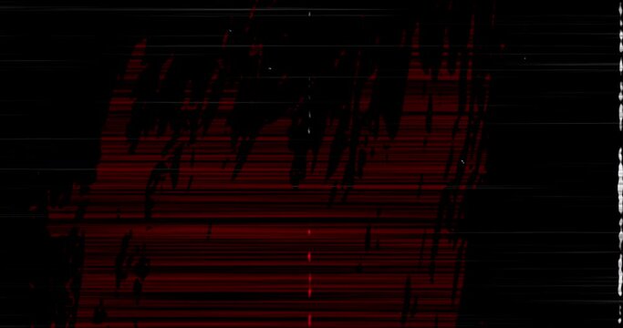 Animation of multiple black and red squiggles and lines moving on seamless loop