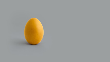 Yellow egg on grey background