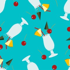 Pina colada cocktail vector seamless pattern