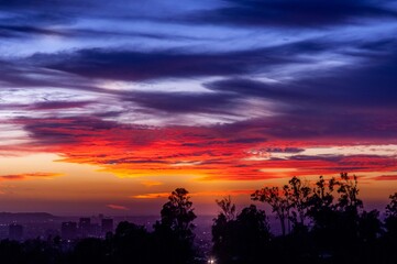 Sunset over Los Angeles, California