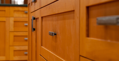 Obraz premium Close-up of kitchen cabinets