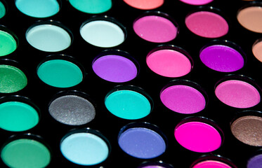 different shades of colors for makeup with selective focus
