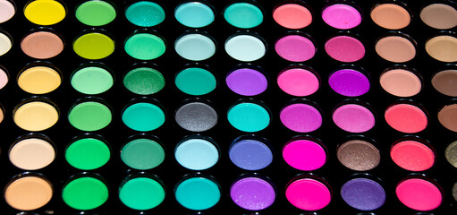 many colors for professional makeup with selective focus