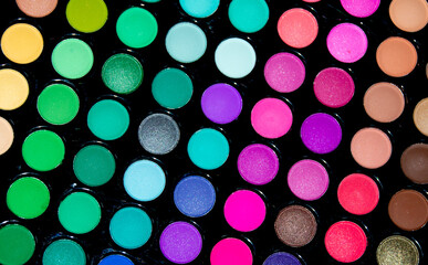 different shades of colors for makeup with selective focus