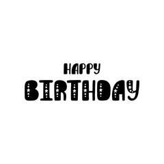 Happy Birthday. Greeting phrase in scandinavian style. Hand drawn typography design.
