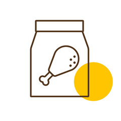 Paper bag with food vector icon. Leg chicken sign