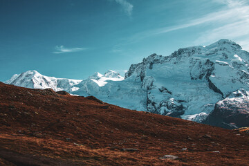 Panoramic view of the Valais Alps, Switzerland.