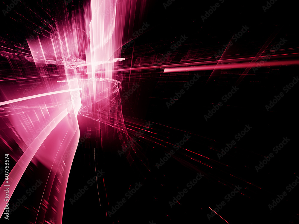 Fototapete abstract red and black background. detailed generative fractal graphics. technology and science conc