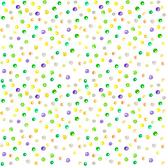 Watercoloe seamless pattern with colorful dots. Polka dot pattern