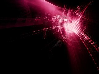 Abstract red and black background. Detailed generative fractal graphics. Technology and science concept.