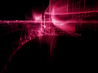 Abstract red and black background. Fractal graphics 3d illustration. Technology and science concept.