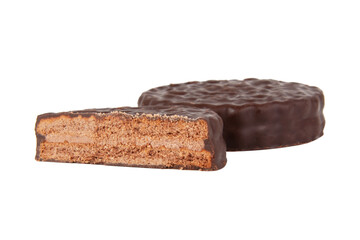 Chocolate sandwich cookies isolated on the white