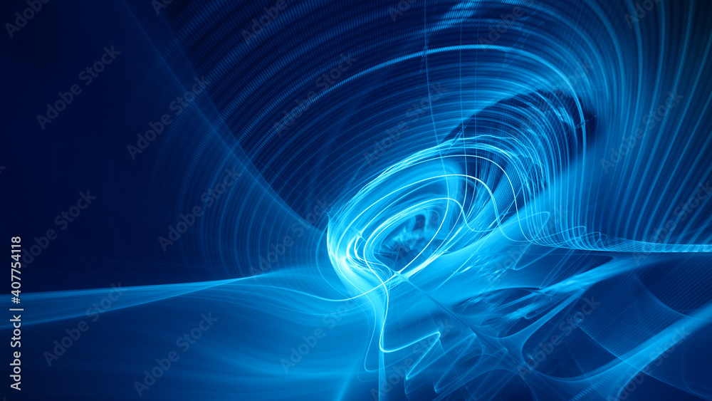 Fototapete Abstract digital technology background. Dynamic lines composition. Detailed generative fractal graphics.