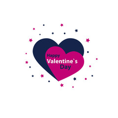 Vector illustration, Valentine's Day. Two hearts on a white background. Greeting card. Love symbol.