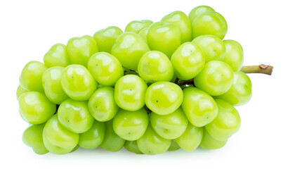 Sweet Green grape isolated on white, Shine Muscat Grape isolated on white background With clipping path,