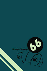 Vintage banner, racing. Retro decoration. Simple background. Classic car racing.