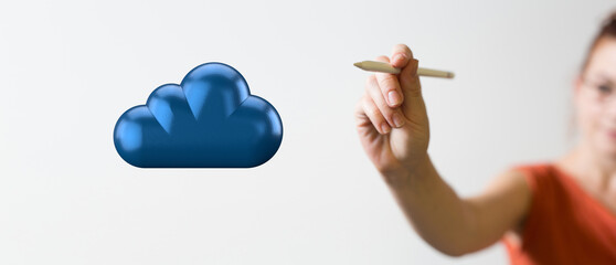 Cloud technology. Polygonal wireframe art looks like constellation