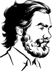 The man with beard. fashion illustration