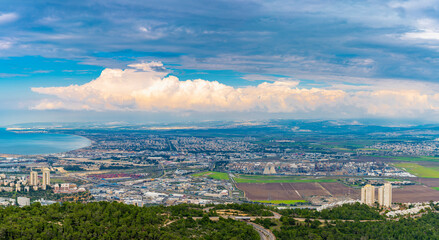 The Haifa metropolitan area Aerial View, Panoramic View, Industrial Zone of Haifa, Israel