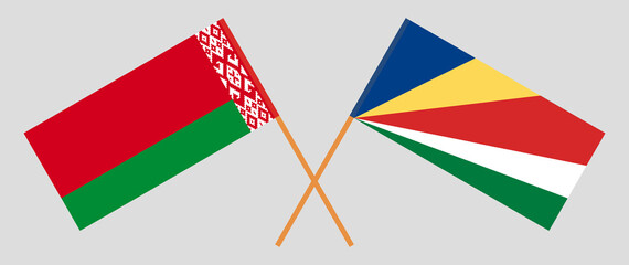 Crossed flags of Belarus and Seychelles