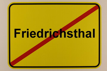 Illustration eines Stadtausgangsschildes der Stadt Friedrichsthal