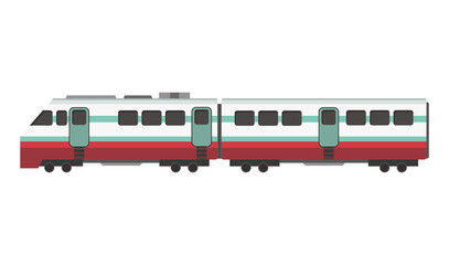 Fototapeta premium Passenger express train. Railway carriage. Cartoon subway or high speed train. Vector icon for web design or game scene