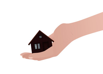 Fototapeta na wymiar Hand holding home. vector illustration