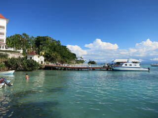 Sea, Caribbean, Blue, Clouds, Boats.