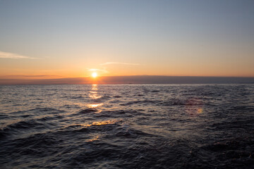 Sunrise over the Mediterranian Sea. Calm and peaceful time at Ionian sea.