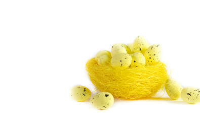 Easter eggs. Happy easter card. Multi-colored Easter eggs. Easter. Easter eggs on a white wooden...