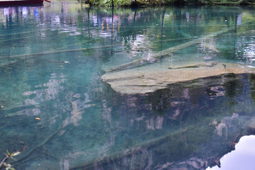 Blausee Switzerland, beautiful blue lake in natural park