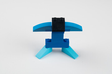 plastic toys on white background