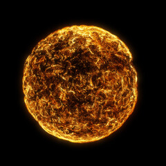 sun in space on black background. Climate, sun energy and solar flare effect. 3D render