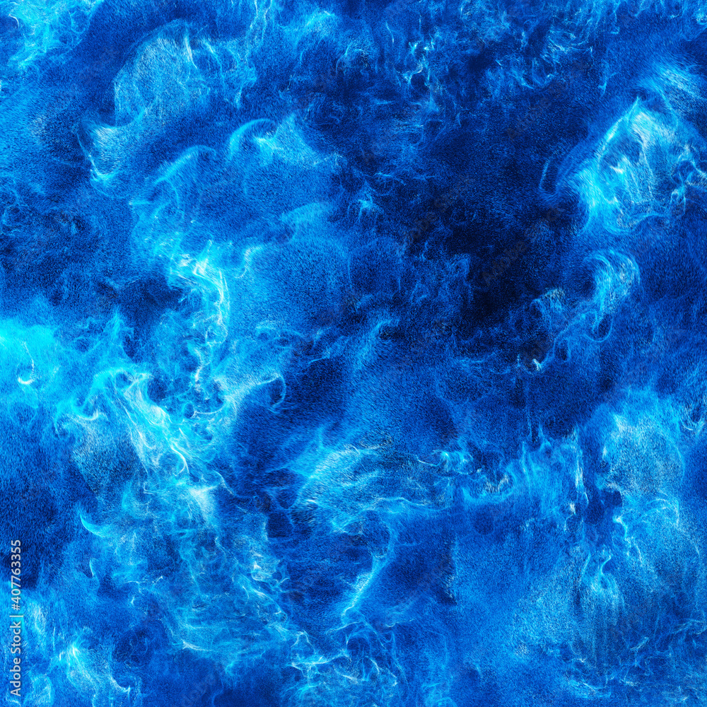 Wall mural abstract blue visual texture. particle pattern, underwater effect. 3d render