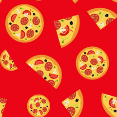 Pizza Food Seamless Pattern Background. Vector Illustration EPS10