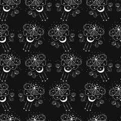 Vector seamless pattern with a magic butterfly for clothing, fabric, stationary, wrapping paper. EPS10