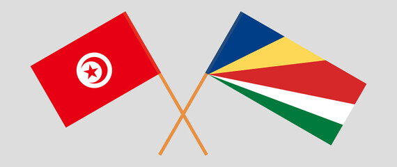 Crossed flags of Tunisia and Seychelles