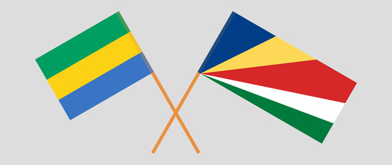 Crossed flags of Gabon and Seychelles