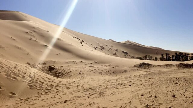 Desert landscape of North Africa Bechar Algeria, sandy Taghit desert
