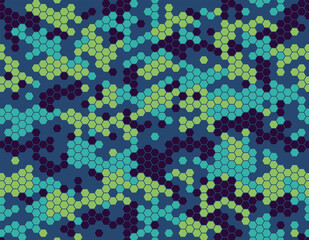 Bright camouflage pattern with honeycomb pixels