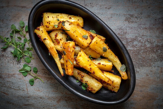 Roasted Parsnips with Mustard and Honey