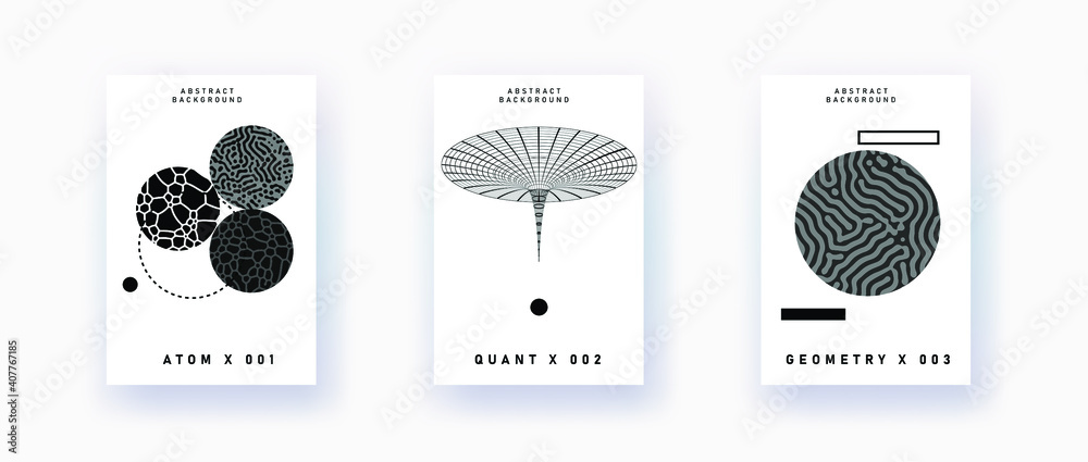 Poster abstract geometric background with minimal composition of shapes and forms. cover or poster for scie
