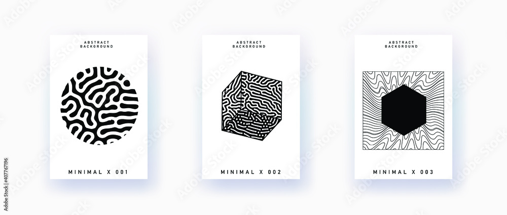 Poster Abstract geometric background with minimal composition of shapes and forms. Cover or poster for Science, quantum mechanics and physics subjects.