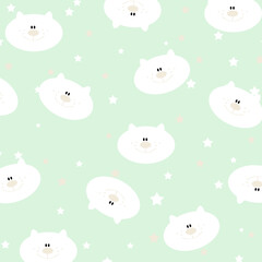 Obraz premium morle die kuschelnde süße katze hintergrund textur tapete stoff wand muster tier pastell grün