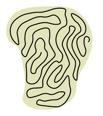 Light gray spot of abstract shape with black color print in the form of a unending line.